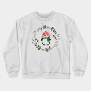 Holiday Penguin and Wreath Crewneck Sweatshirt
